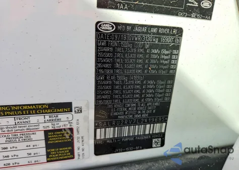 2020 Land Rover Discovery Landmark z USA, uszkodzony, nr VIN SALRU2RV7L2419695